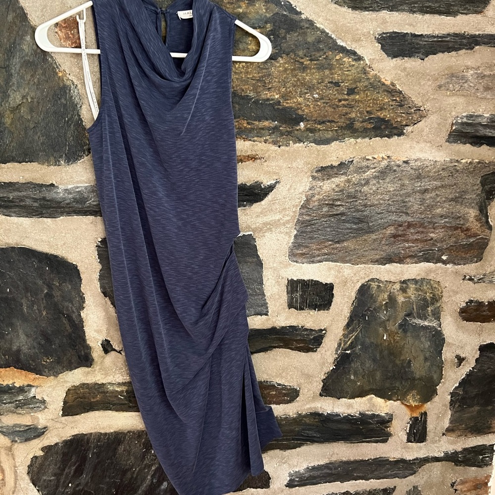 Halston Heritage Blue Gathered Dress